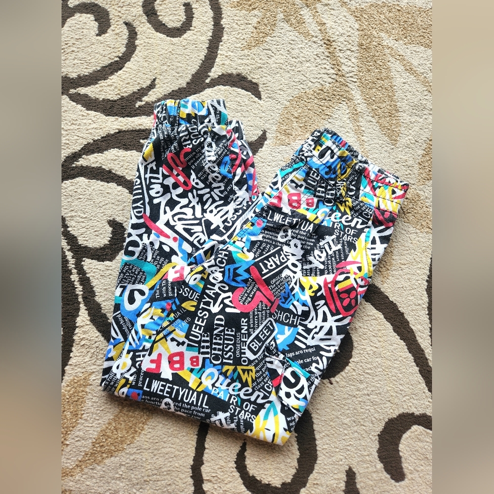 Vintage VIP Colorful Graphic Print Joggers